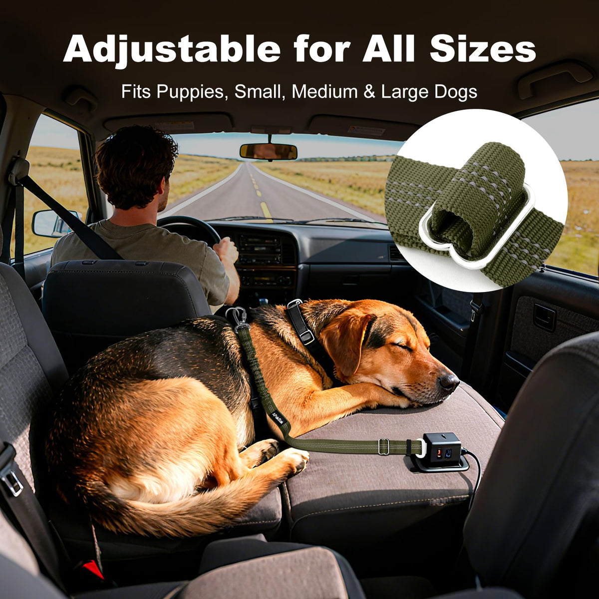 Dog Seat Belt for Car, Car Harness with Locking Aluminum Hook Purple