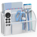 YINGHUA 3 Compartment Magnetic Metal Mesh Pen Holder, White Desk Caddy
