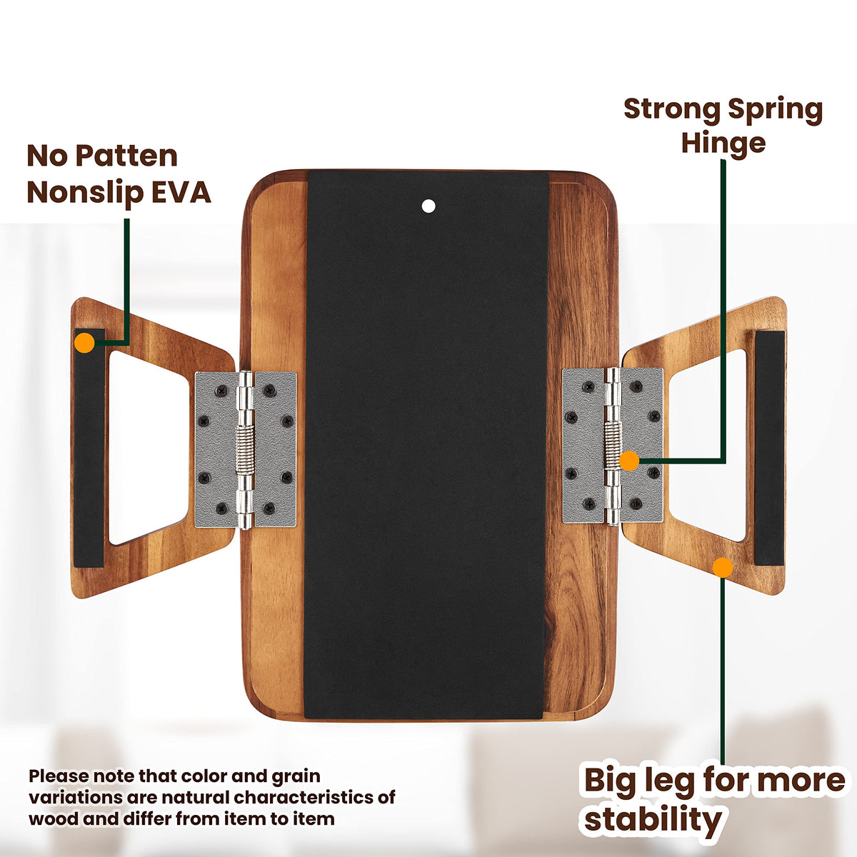 TINAMO Sofa Arm Tray with 360° Phone Holder, Clip-On Tray, Walnut Finish 13.8" x 9.5" x 1"