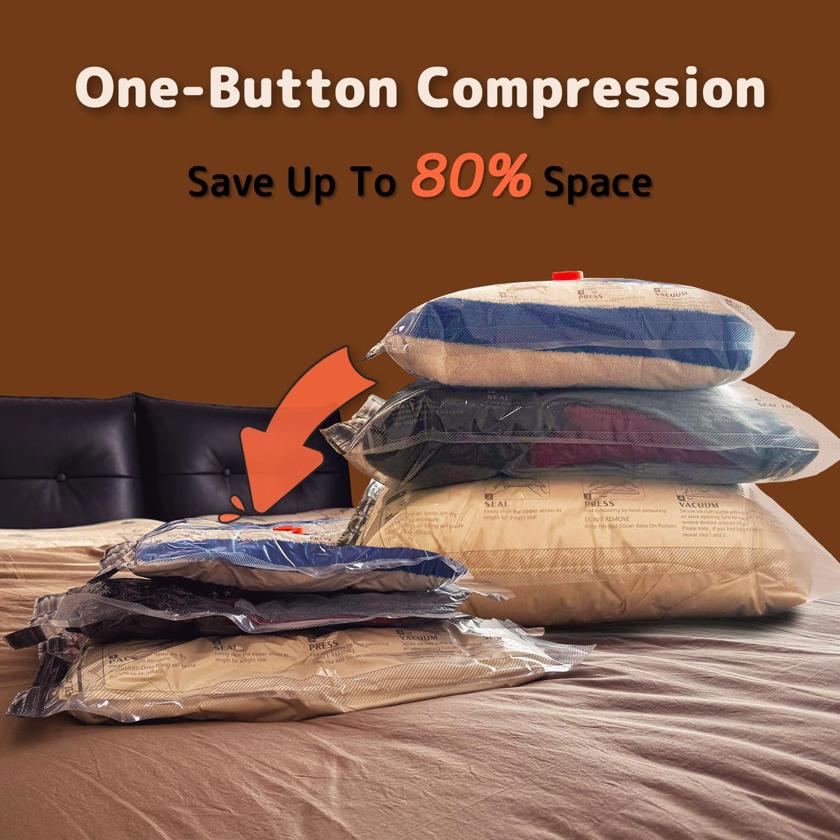 12 Pack Vacuum Bags for Travel with Rechargeable Pump, Save Luggage Space Clear 12 Combo
