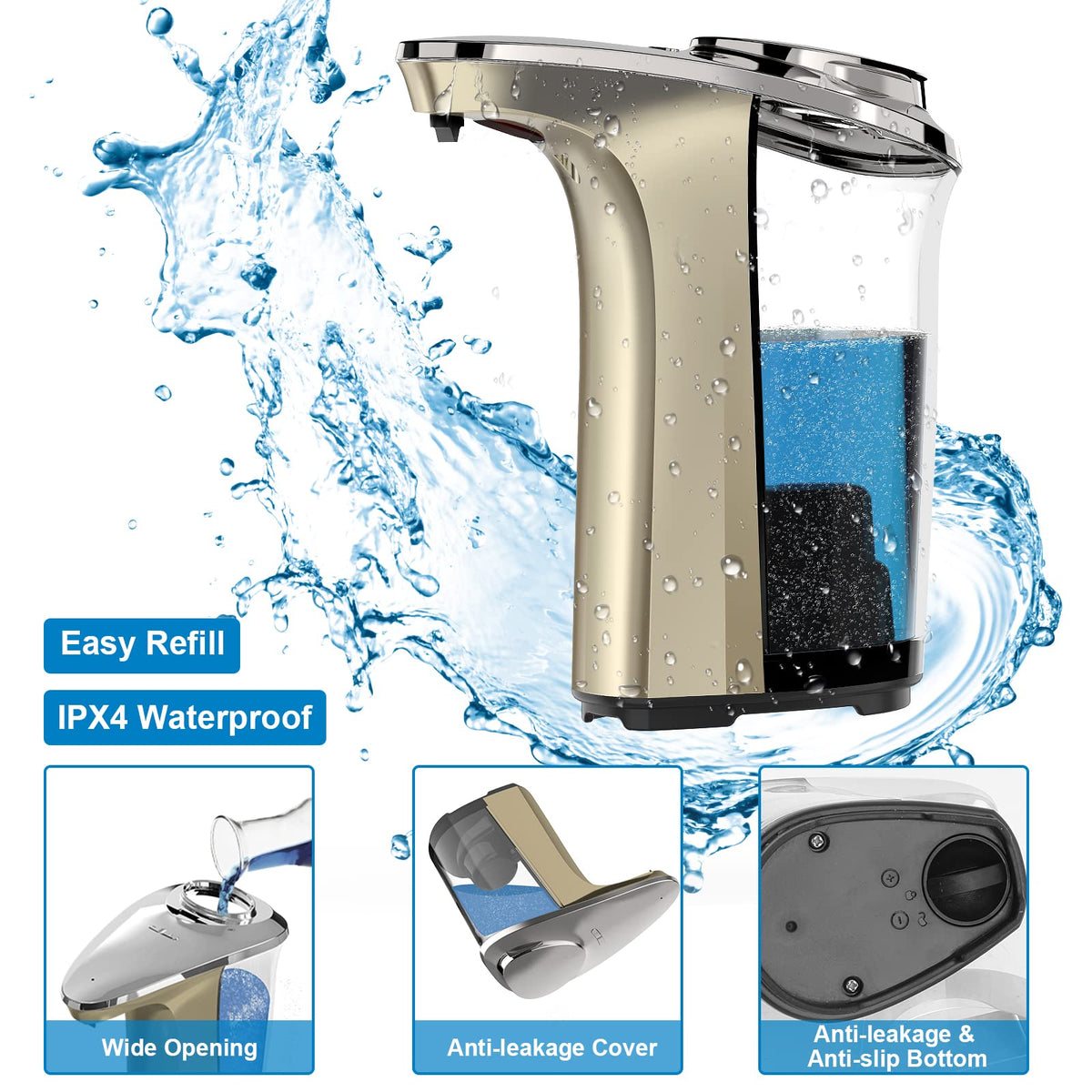 Automatic Soap Dispenser, 17oz Touchless Liquid Dish Soap Dispenser Kitchen Silver