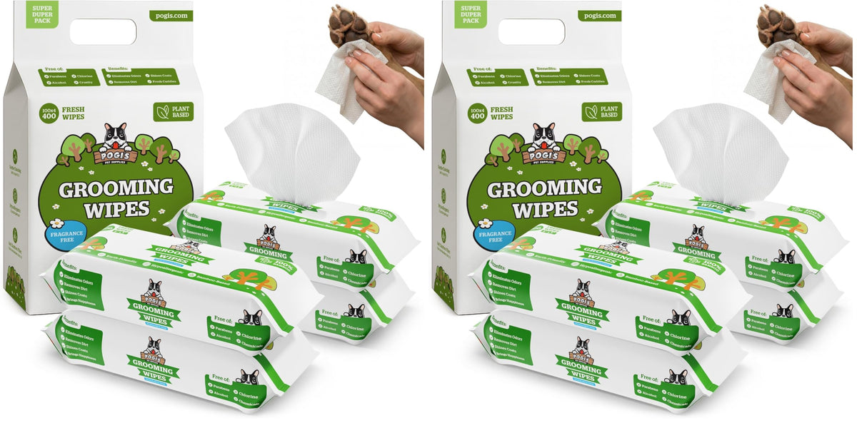 Pogi's Dog Grooming Wipes for Paws & Butt, Fragrance Free, 100