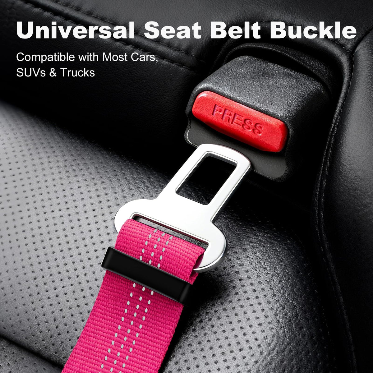 Dog Seat Belt for Car, Car Harness with Locking Aluminum Hook Purple