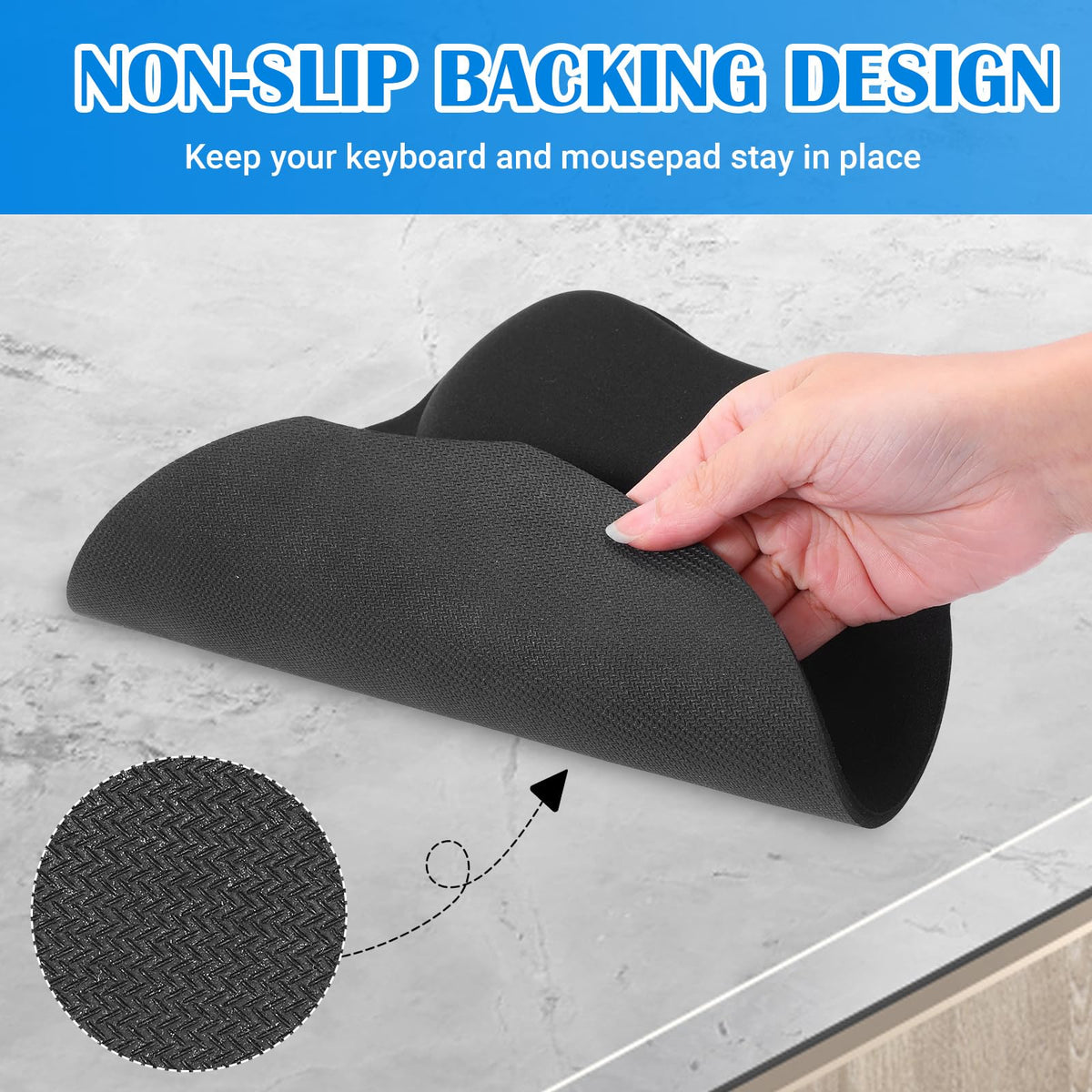 6 Pcs Mouse Pad and Keyboard Wrist Rest, Keyboard and Mouse Pad Set with Wrist Support, Ergonomic Memory Foam Wrist Rest for Computer Keyboard Office, Gaming, Computer, Laptop, Typing Comfort