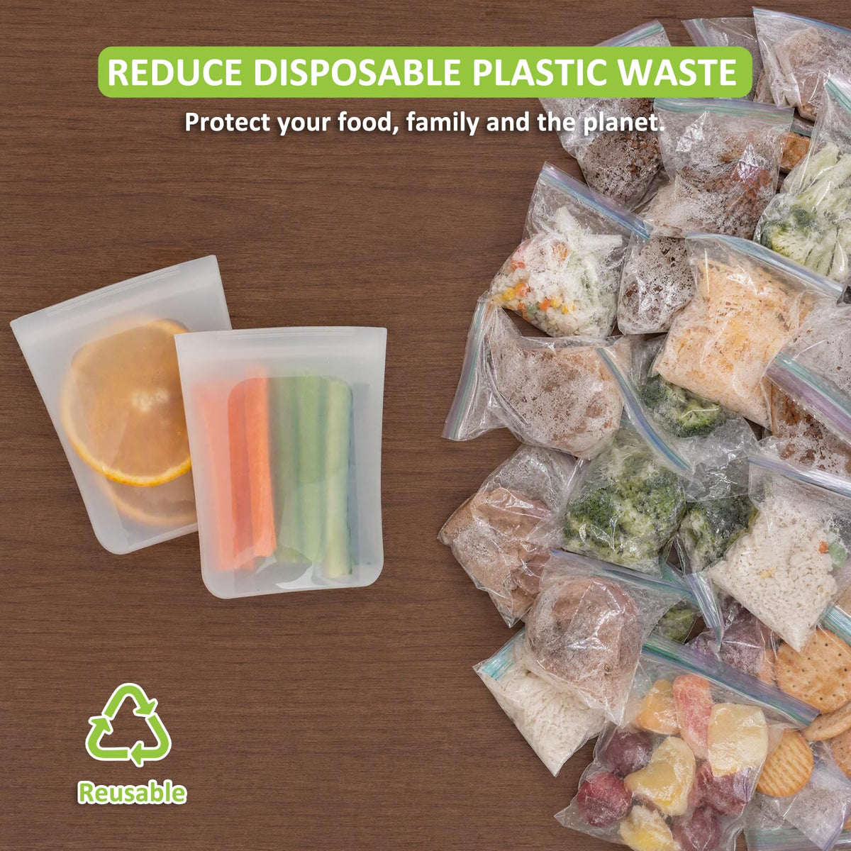 100% Silicone Mini Ziplock Reusable Pocket Snack Bags 4oz, BPA Free, 4 Pack Tranlucent | 4oz | 4 Pack