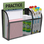 Magnetic Pencil Holder-Magnetic Basket for Fridge 3-Grid Mesh Magnetic Pen Holder for Refrigerator, Extra Strong Magnets Mesh Marker Holder Locker Accessories Organizer for Whiteboard Black