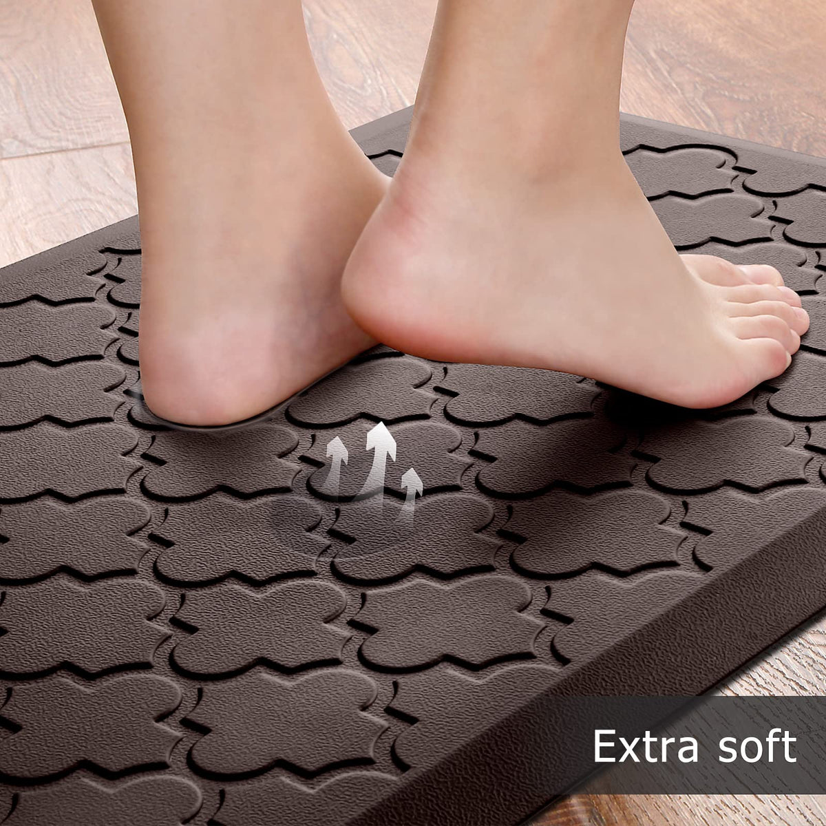 Kitchen Mat 2 PCS Cushioned Anti-Fatigue Floor Mat Standing Mat for Kitchen Stylish Grey 17.3"x29"+17.3"x47"