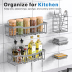 EUDELE Adhesive Shower Caddy, 5 Pack Rustproof Stainless Steel Bath Organizers With Large Capacity, No Drilling Shelves for Bathroom Storage & Home Decor Black