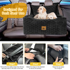 Dog Car Seat for Medium/Large Dog Booster Seat Under 60 lbs or 2 Small Dogs, Multi-Functional Pet Car Seat with Thick Cushion, 2 Safety Leashes (Gray) Gray Large