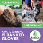 H HandsOn Pet Grooming Gloves - Patented #1 Ranked, Award Winning Shedding, Bathing, & Hair Remover Gloves - Gentle Brush for Cats, Dogs, and Horses (Mono Purple, Medium)