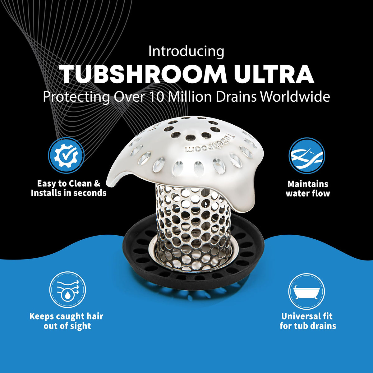 TubShroom Ultra Revolutionary Bath Tub Drain Protector Hair...