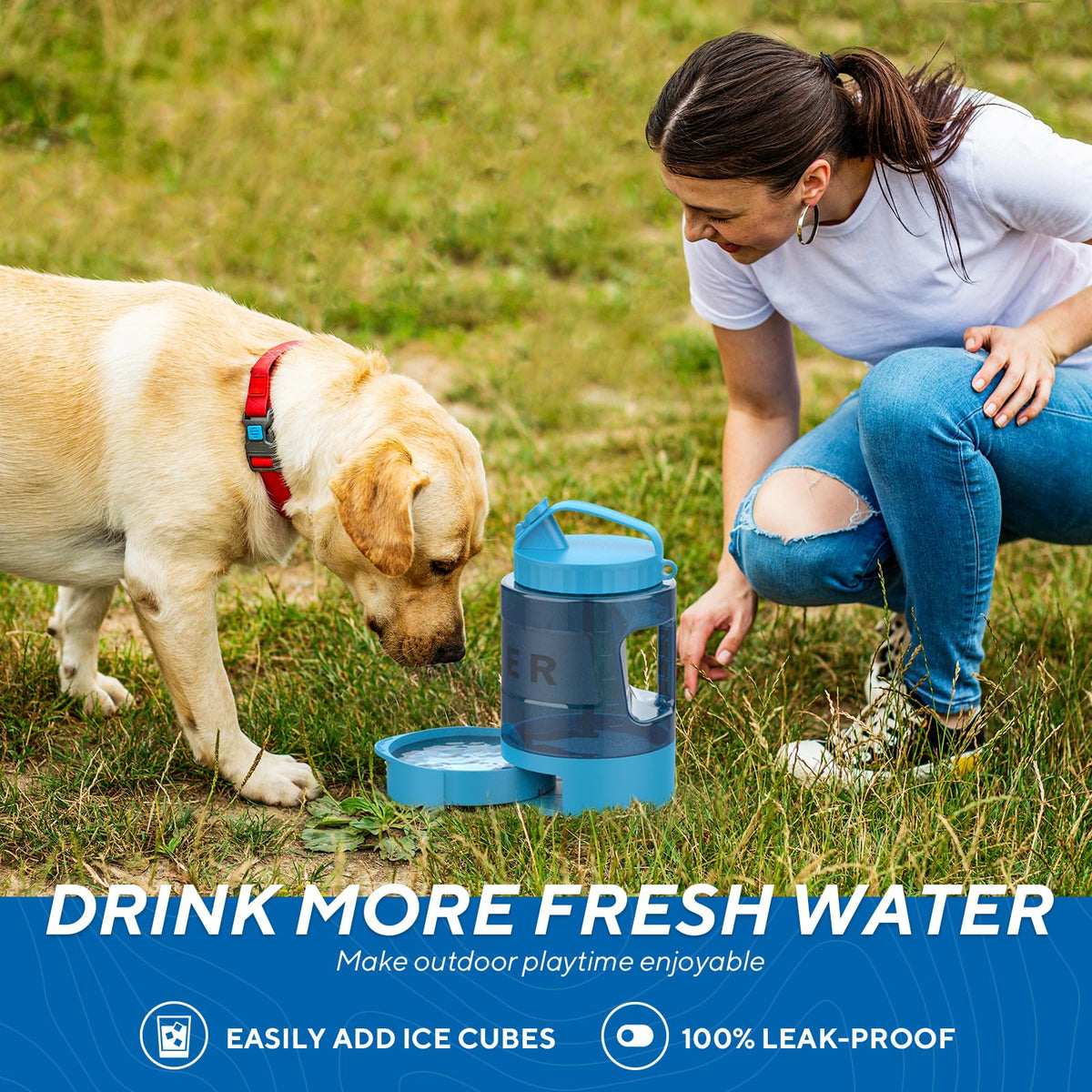 Large Portable Dog Water Bottle with Pull-Out Drinking Bowl