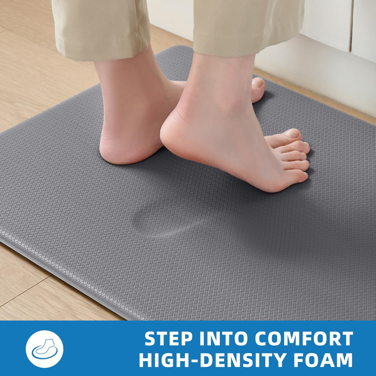 Kitchen Mats for Floor, [2PCS] Anti-Fatigue Kitchen Rugs, Black 2pc: 17" x 29" + 17" x 47"
