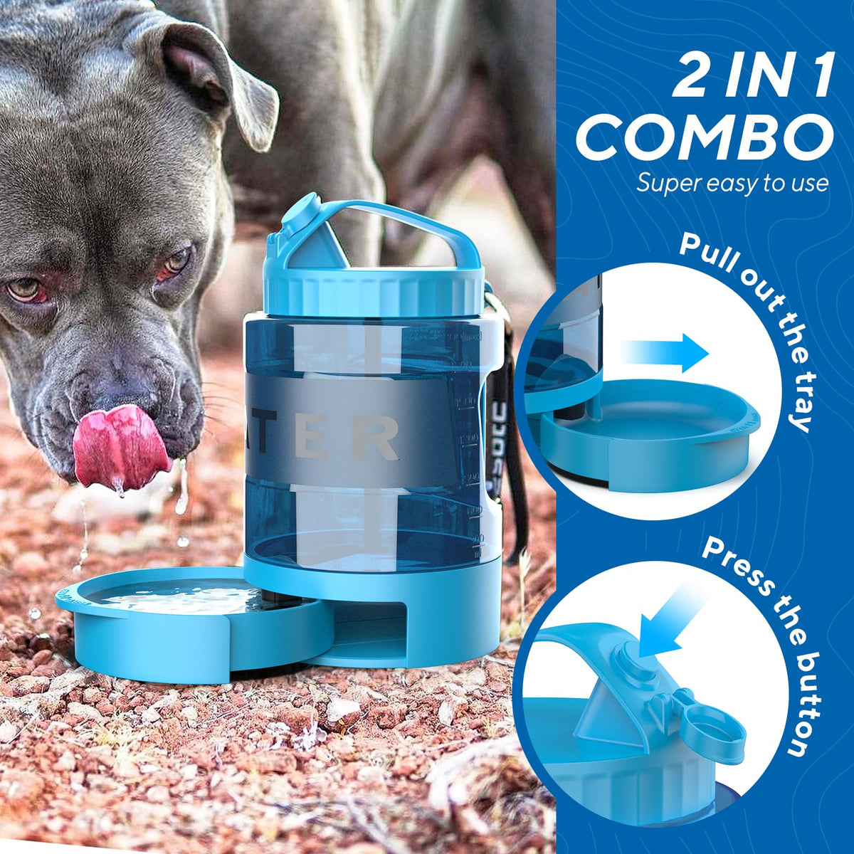 Large Portable Dog Water Bottle with Pull-Out Drinking Bowl