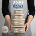 ISSEVE 12Pcs/Set Nesting Silicone Food Storage Containers with Lids Blue