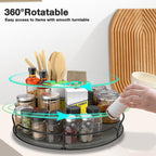 Lazy Susan Turntable Organizer for Cabinet Pantry Kitchen Countertop Refrigerator Cupboard, Pine Wood, 9", Carbonized Black 9''