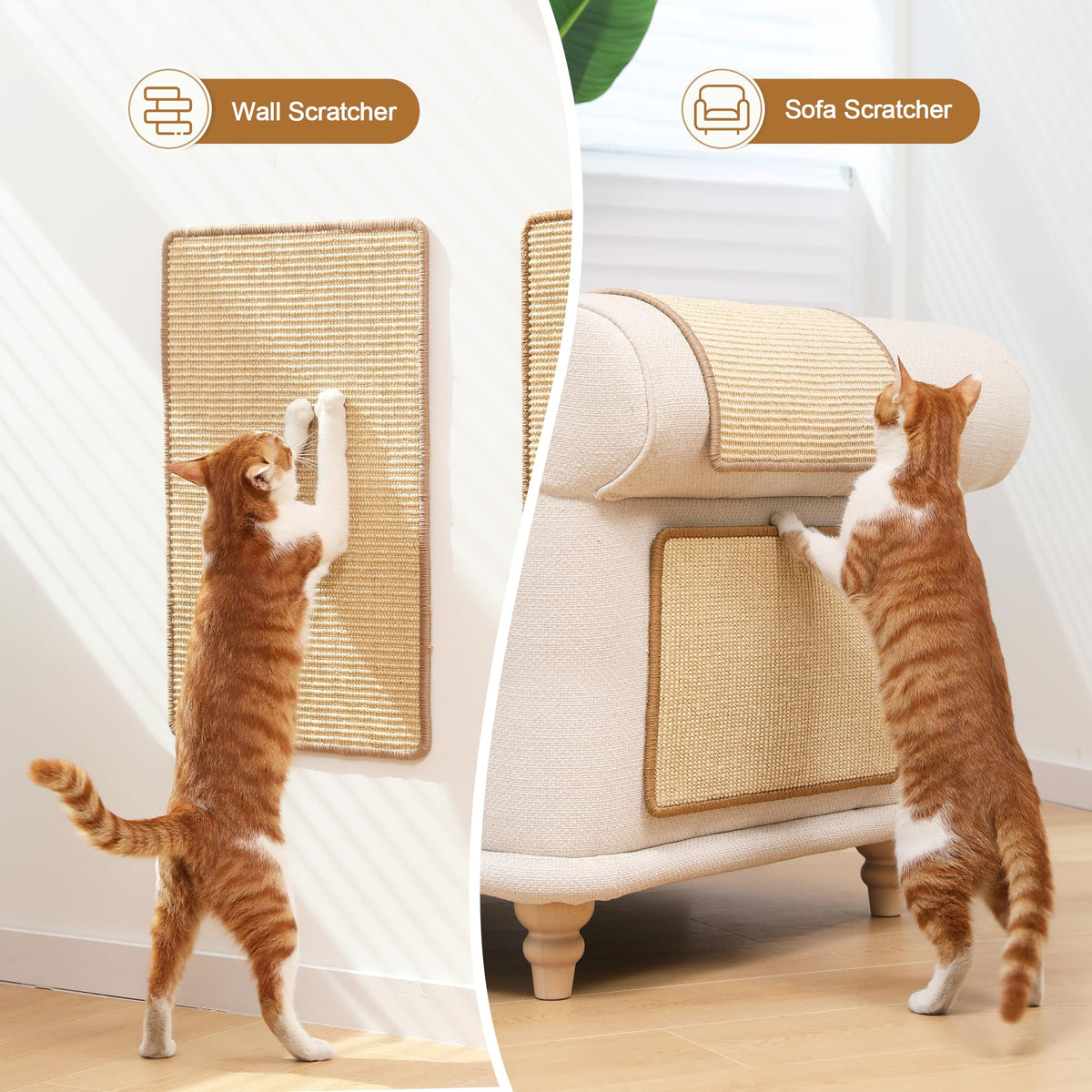 FUKUMARU 2 Packs Cat Scratching Mat, 23.6 x 15.7 Inch Scratcher Pad