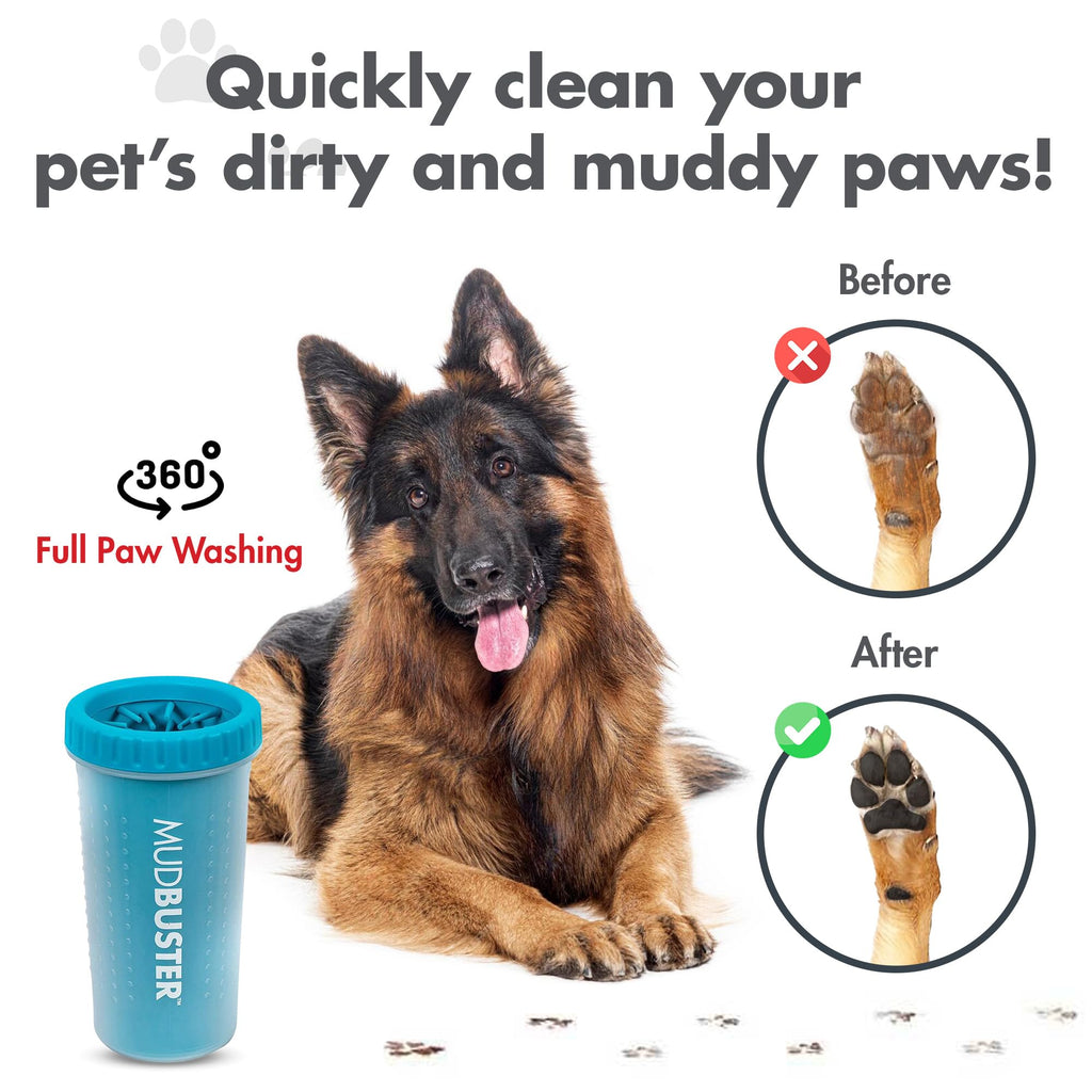 Dexas MudBuster Large Dog Paw Cleaner, Blue, Fits 2.5"-3.5" Wide Paws,...