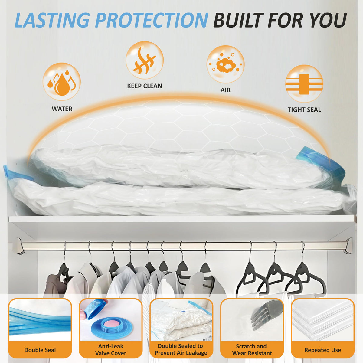 12 Jumbo Vacuum Storage Bags for Blankets & Bedding, Space Saver Bags 12 Jumbo