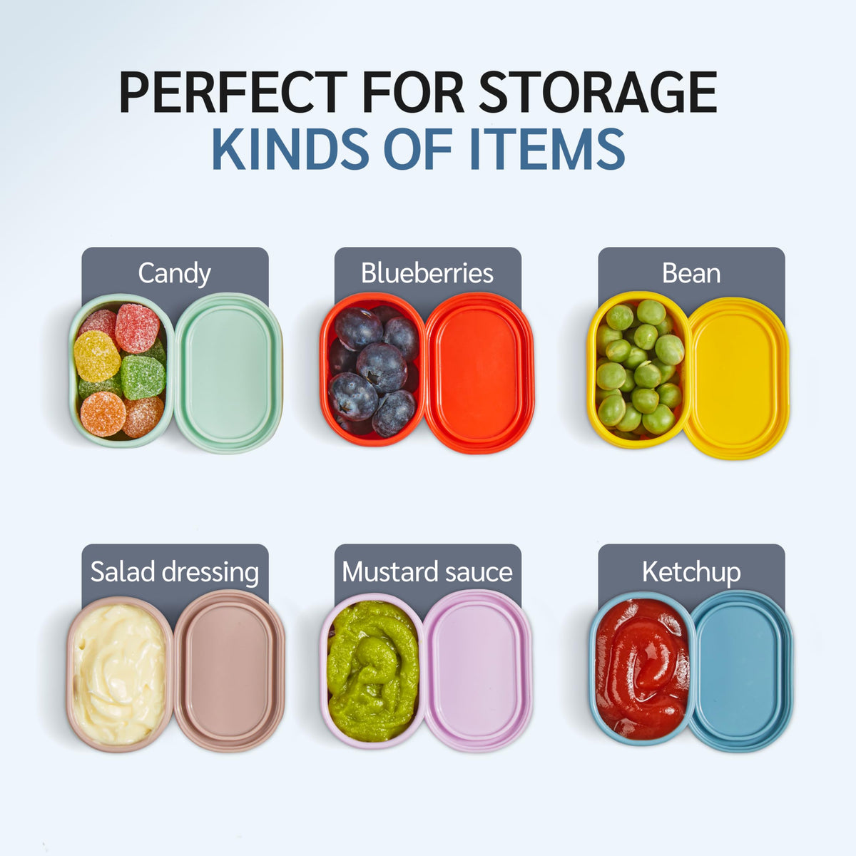 ISSEVE 12Pcs/Set Nesting Silicone Food Storage Containers with Lids Blue