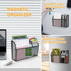 Magnetic Pencil Holder-Magnetic Basket for Fridge 3-Grid Mesh Magnetic Pen Holder for Refrigerator, Extra Strong Magnets Mesh Marker Holder Locker Accessories Organizer for Whiteboard Black