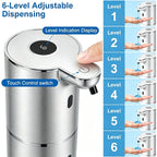 Automatic Soap Dispenser, Hand Soap Dispenser 12.8oz/380ml Smart Rechargeable, Liquid Touchless Soap Dispensers with 6-Level, Wall Mounted or Countertop Dish Soap Dispensing for Bathroom & Kitchen Black