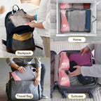 Dual Zipper Compression Packing Cubes with Shoe Bag