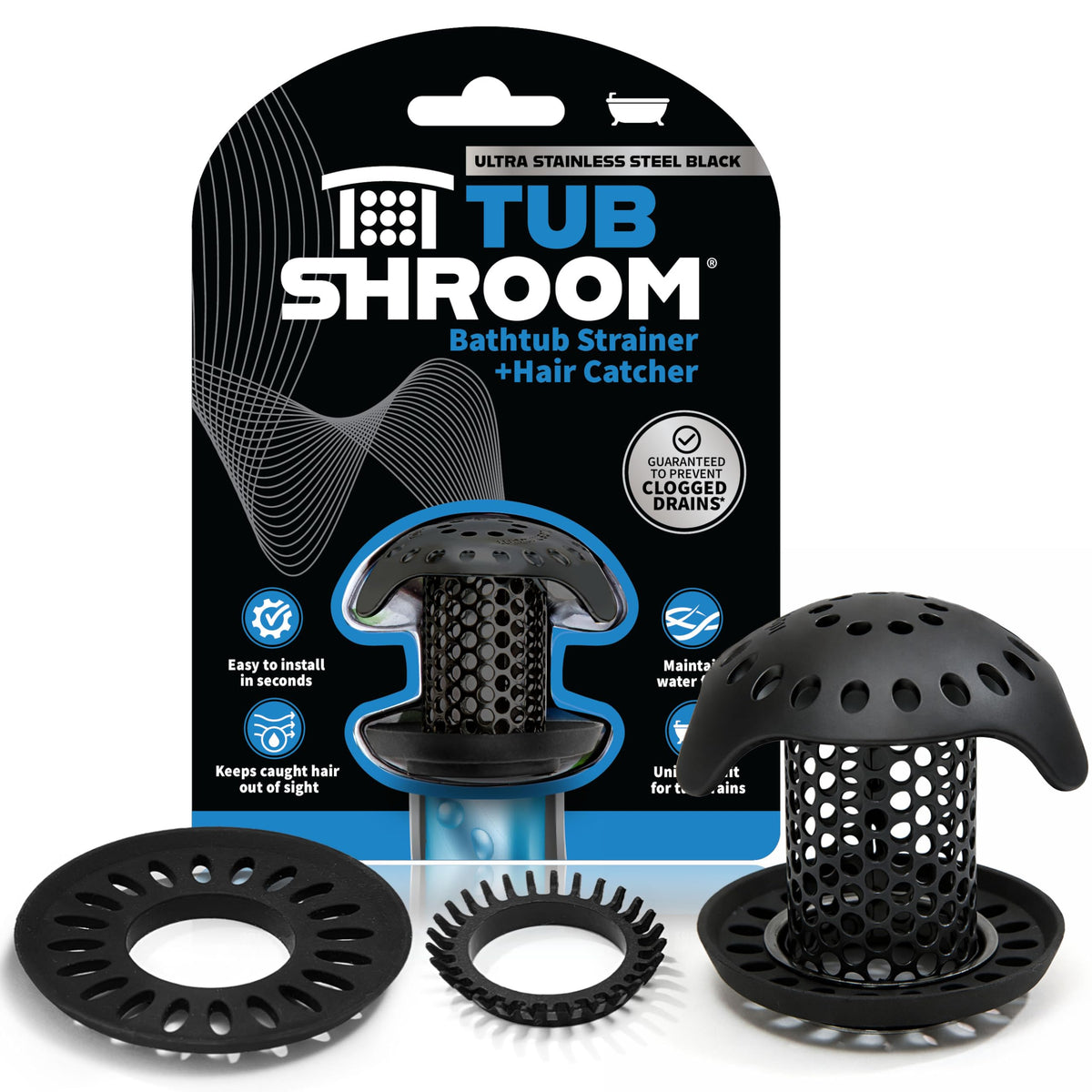 TubShroom Ultra Revolutionary Bath Tub Drain Protector Hair...