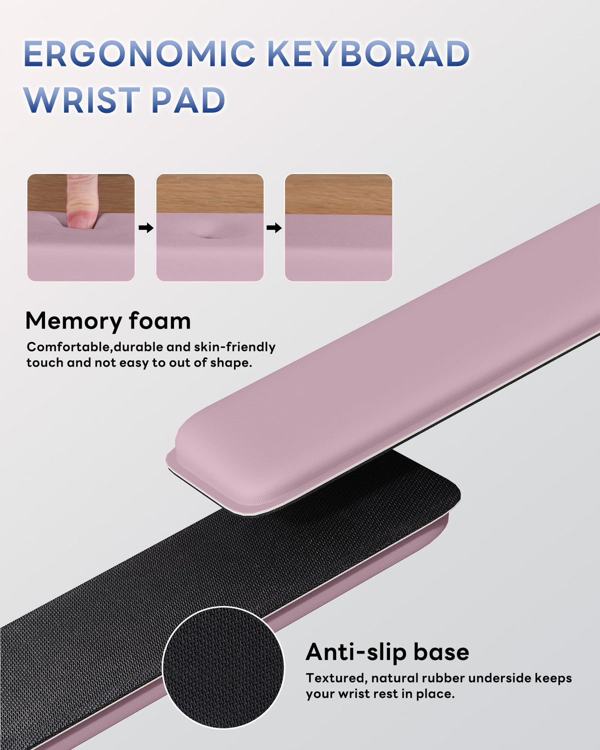 Laborio Computer Keyboard Wrist Rest, Keyboard Riser Stand for Desktop Purple Keyboard Stand With Wrist Rest