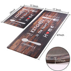 Floral Kitchen Mat Sets 2PCS Non Skid Waterproof Kitchen Rugs and Runner Sets Cushioned Anti-Fatigue Comfort Mat for Home,Office Memory Foam Kitchen Rug, 17.3"x30"+17.3"x47", Black/Pink 17"x30"+17"x47"--0.4 inches