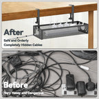 Cable Management, 25.3'' Under Desk Cable Management Tray No Drill 25.3 inch Black