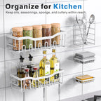 EUDELE Adhesive Shower Caddy, 5 Pack Rustproof Stainless Steel Bath Organizers With Large Capacity, No Drilling Shelves for Bathroom Storage & Home Decor Black