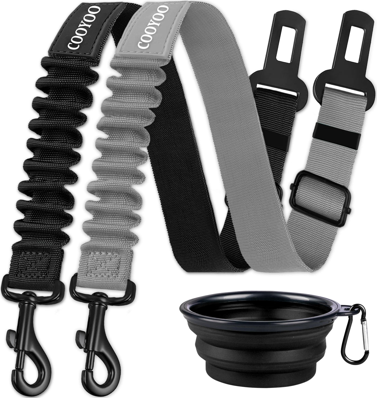 COOYOO Dog Seat Belt,3 Piece Set Retractable Car Harness Adjustable for...