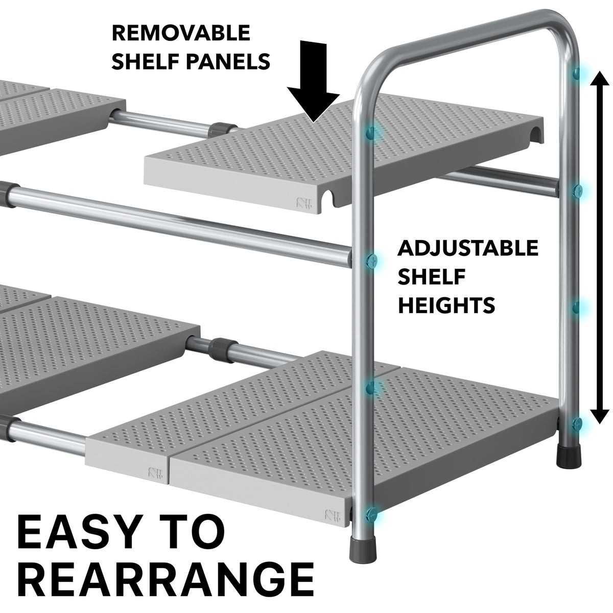 Simple Houseware Under Sink 2-Tier Heavy Duty Expandable Organizer, Silver