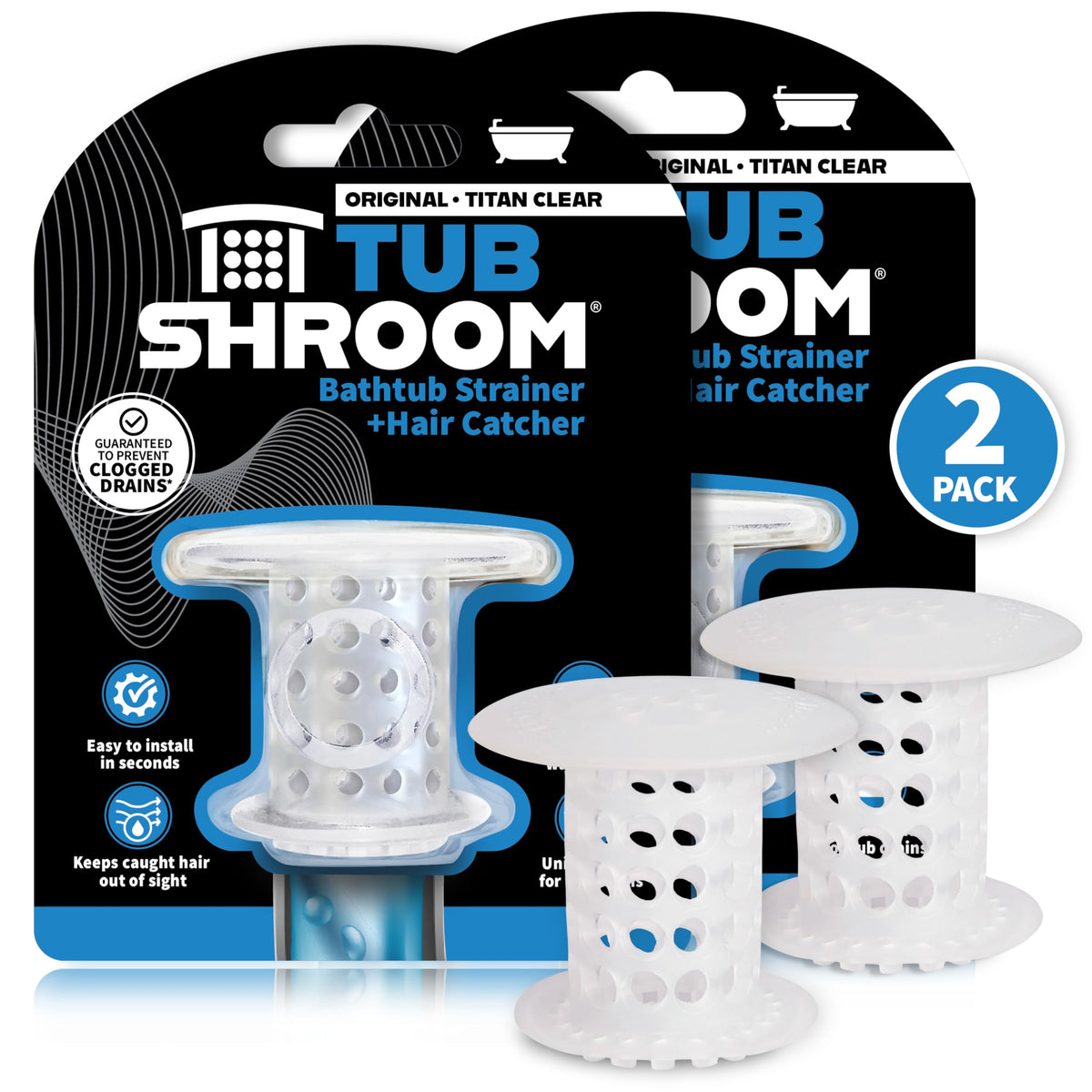 TubShroom Bathtub Drain Hair Catcher – In-Drain Tub Strainer & Clog...