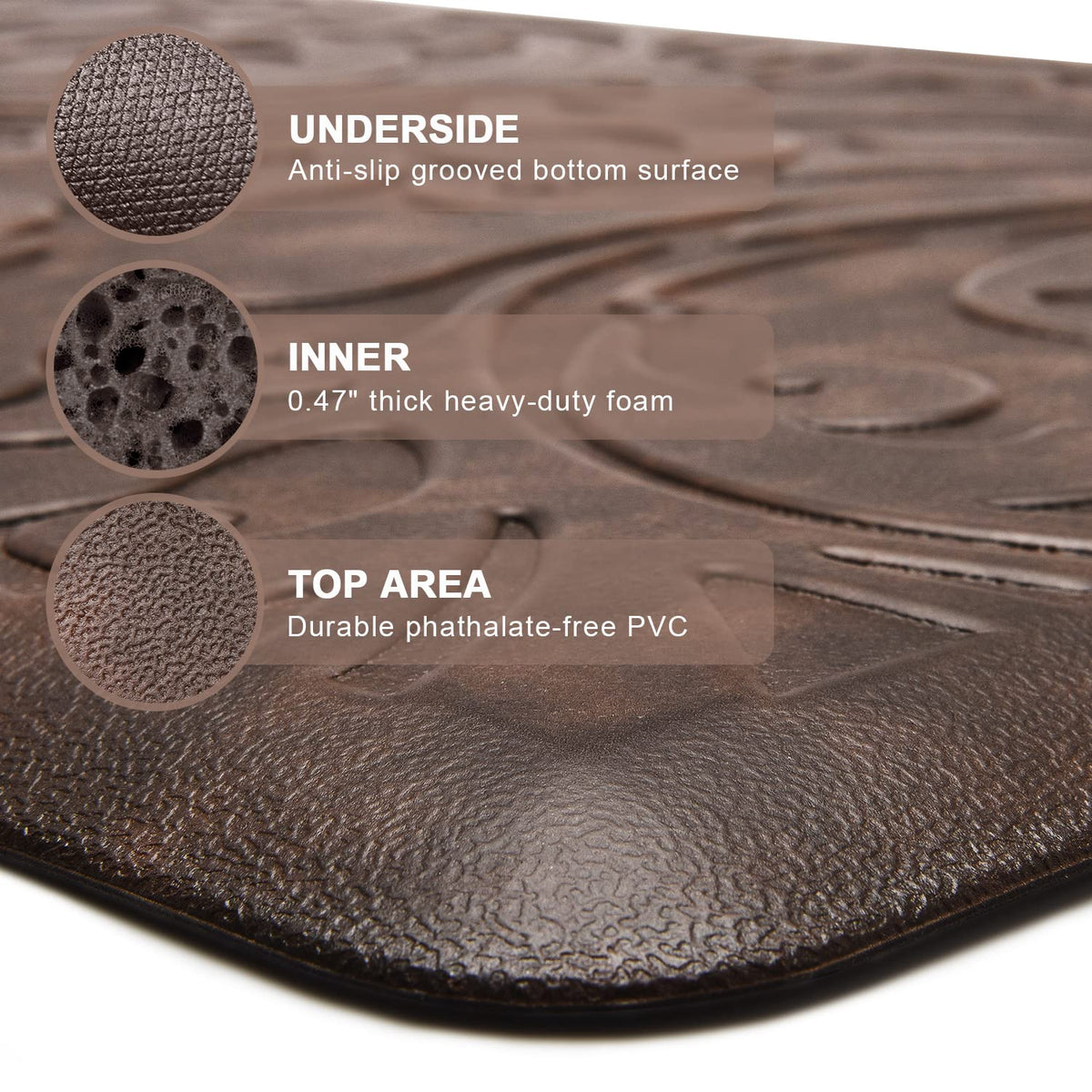 Kitchen Mat Cushioned Anti-Fatigue Comfort Standing Mat Rug for Home,Office Black 1'5" x 2'4" (Rectangular)
