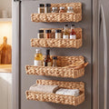 4 Pcs Magnetic Spice Rack for Refrigerator, Magnetic Shelf, Water Hyacinth