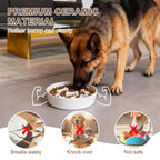 Ceramic Slow Feeder Dog Bowl, 3 Cup Dog Food or 25oz Water, Slow Eating Bowl for Middle Breed, Maze Puzzle Feeder for Fast Eaters, Anti-Choking Stop Bloat, Non-Slip BPA Free (White) White