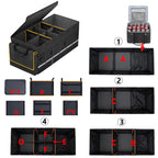 Car Trunk Organizer and Storage with Lid & Removable Leakproof Cooler Bag, Car Accessories 6 Removable Dividers for Custom Space, Collapsible Large Trunk Organizers Interior for SUV Sendan with Cover Black