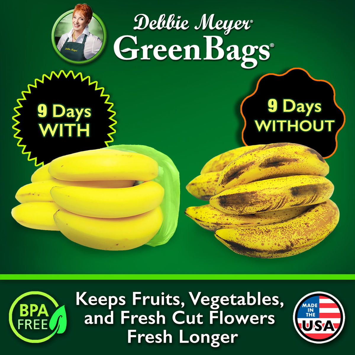 Debbie Meyer GreenBags, 20-Pack (8M, 8L, 4XL), Reusable Food Storage Bags