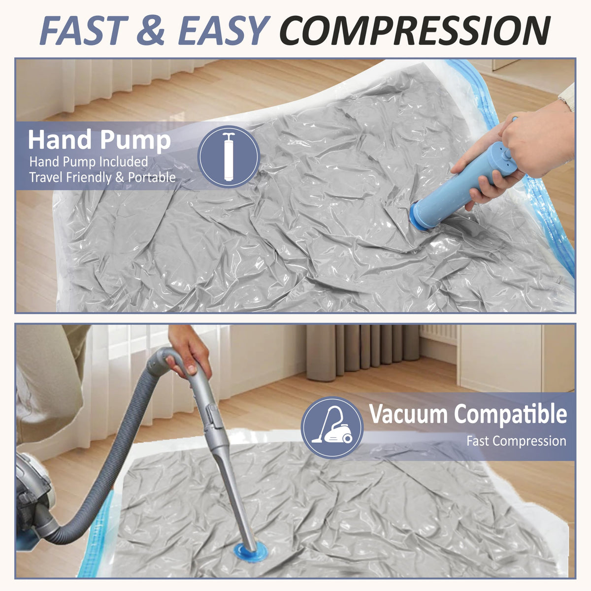 12 Jumbo Vacuum Storage Bags for Blankets & Bedding, Space Saver Bags 12 Jumbo