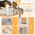 Elevated Slow Feeder Dog Bowl, 6.7" Ceramic Maze Dog Bowl with Stand White 1.5 Cups