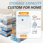 12 Jumbo Vacuum Storage Bags for Blankets & Bedding, Space Saver Bags 12 Jumbo