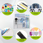 YINGHUA 3 Compartment Magnetic Metal Mesh Pen Holder, White Desk Caddy