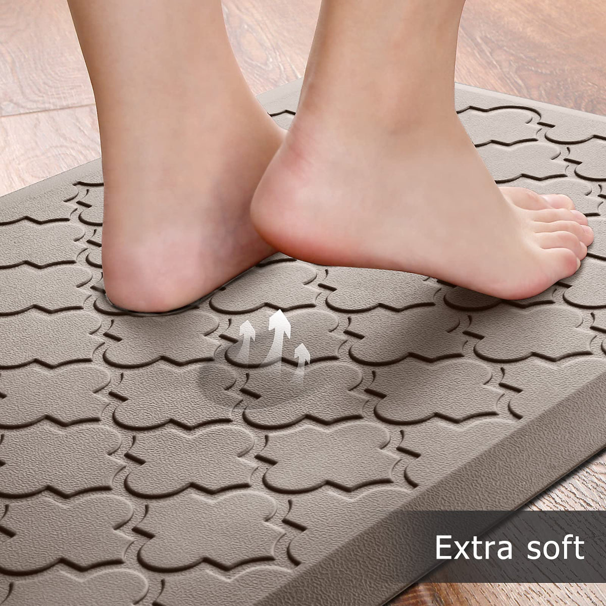 Kitchen Mat 2 PCS Cushioned Anti-Fatigue Floor Mat Standing Mat for Kitchen Stylish Grey 17.3"x29"+17.3"x47"
