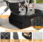 Dog Car Seat for Medium/Large Dog Booster Seat Under 60 lbs or 2 Small Dogs, Multi-Functional Pet Car Seat with Thick Cushion, 2 Safety Leashes (Gray) Gray Large