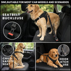Dog Seat Belt for Car, 3-in-1 Adjustable Dog Seatbelt, Black 21.6"-32"