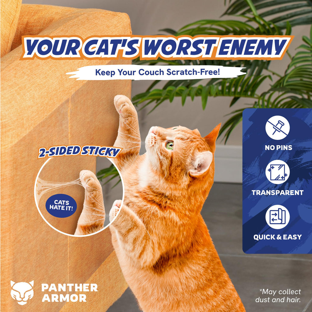 Panther Armor Cat Scratch Furniture Protector, 12 Double-Sided Tape Sheets