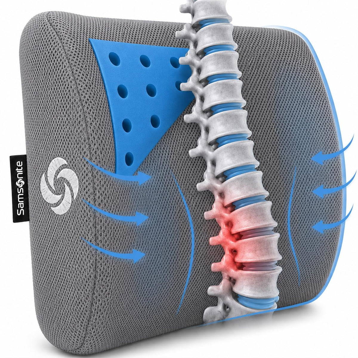 Samsonite Lumbar Support Pillow for Office Chair, Lower Back for...
