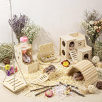 BreezeHug 6 Pcs Wooden Hamster Cage Accessories, Hamster Tunnels, Stylish